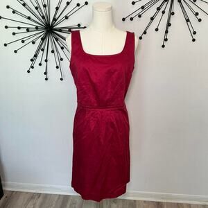 Ann Taylor LOFT Red Fit & Flare Dress Size 6 Sleeveless Midi